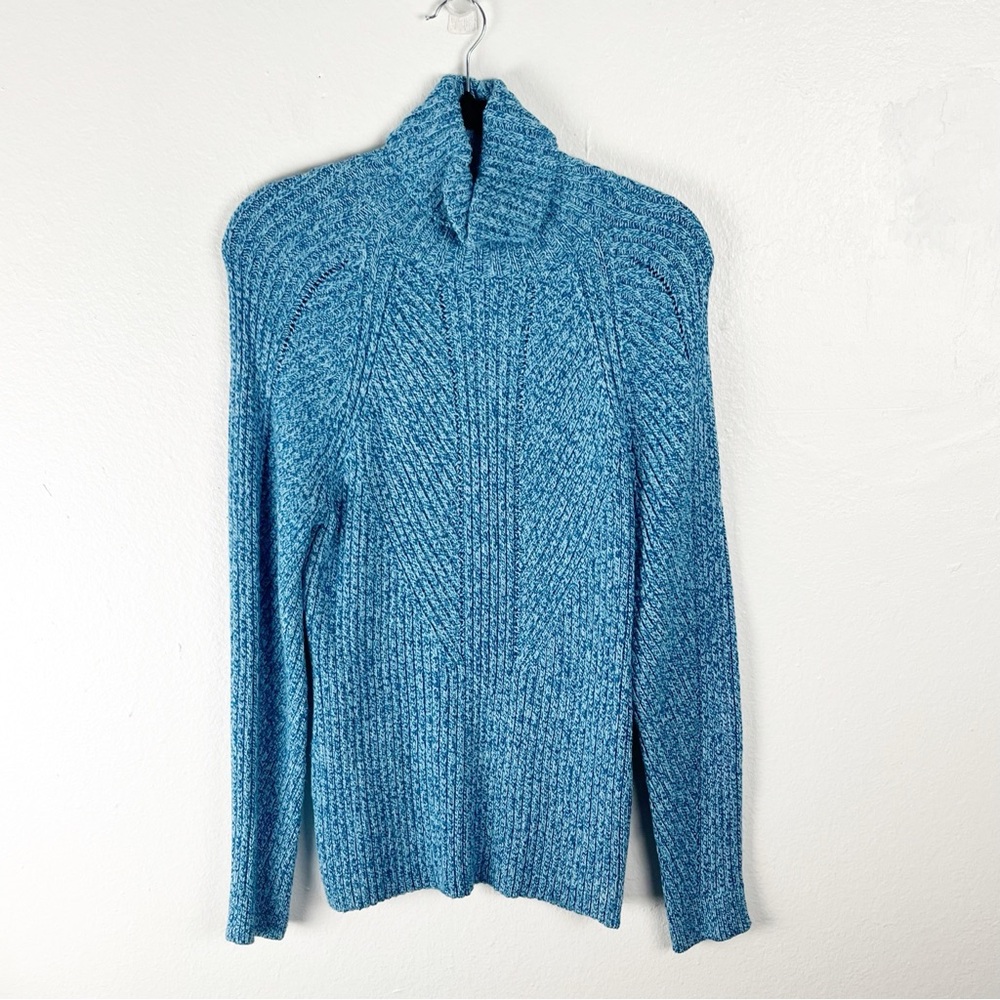 SUNDANCE Teal Cotton Silk Blend Knit Long Sleeves Turtleneck Tunic Sweater Large